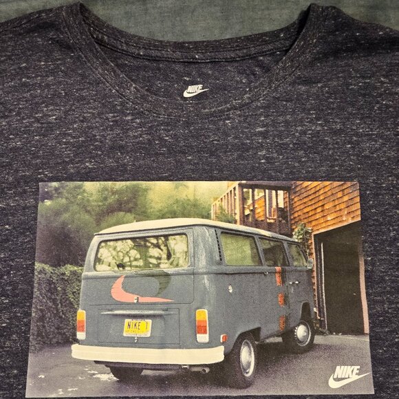 The Nike Tee Graphic T-Shirt Men's XXL Athletic Cut Heather Blue VW Bus Retro - Picture 1 of 11